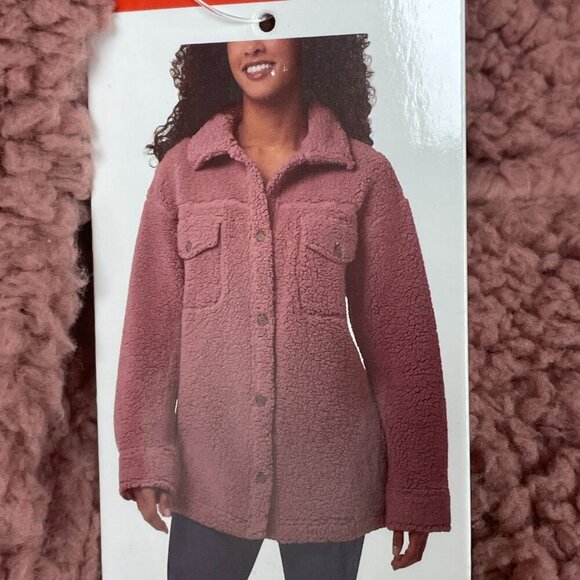 32 Degrees Heat M/L Womens Sherpa Button-Up Jacket Rose Pink a0485 - Picture 2 of 9